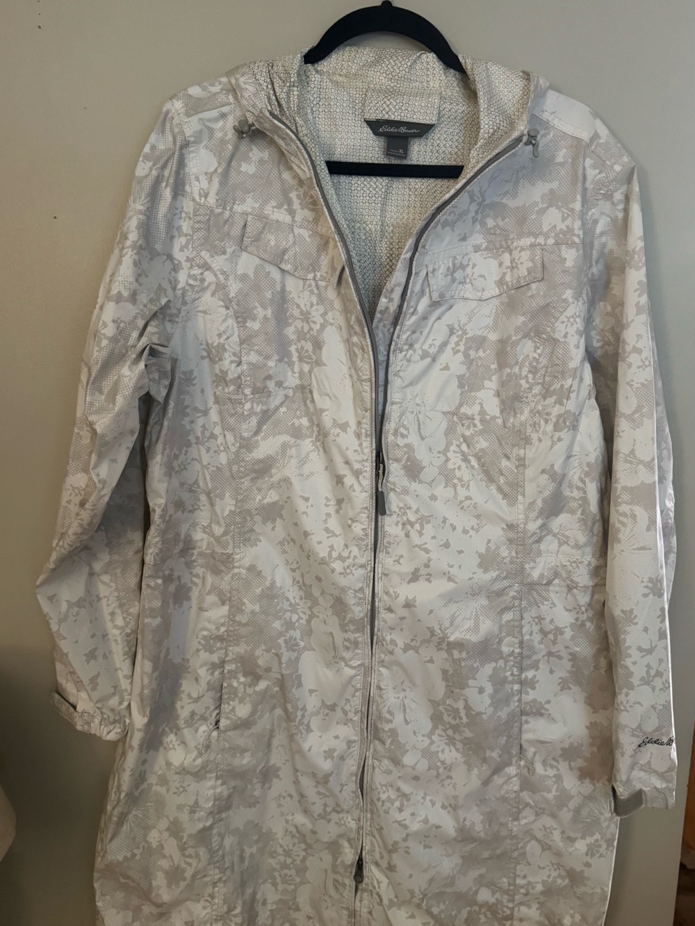 Women’s Eddie Bauer Women's Hooded Light Floral Trench/Rain Coat - Cream